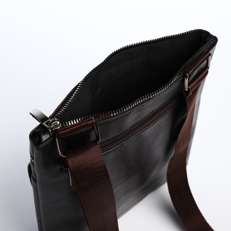 Male bag on lightning, terra dever, long belt, black color-4