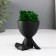 Kashpo concrete mini "Mr. Green on Chile" with moss black 6.5x6x6.5 cm (moss green stabiliz)