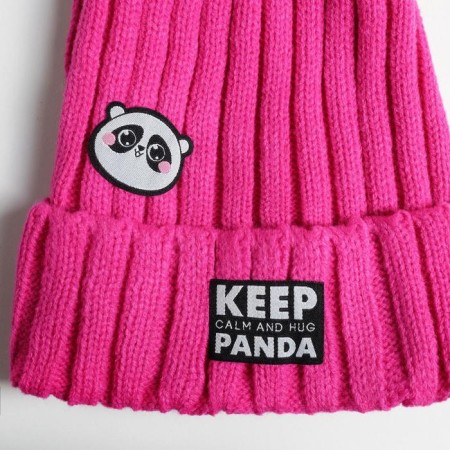 Women's hat with pompon "Keep Calm and Hug Panda"-1