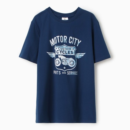 Male Motor City T-shirt, dark blue color, size 48