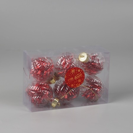 Set of balls plastic D-6 cm, 6 pcs "Brinzze" red transparent-1