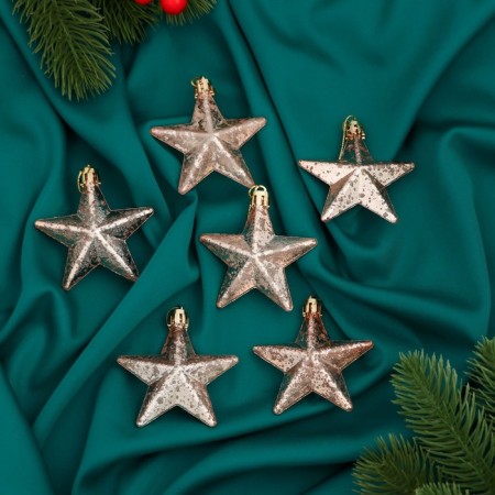 Jewelry decoration "Grace stars" (set 6 pcs) 7x7 cm, gold