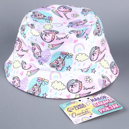 Children's set "Unicorn" (Panama+ backpack), rn. 52-54 cm-3