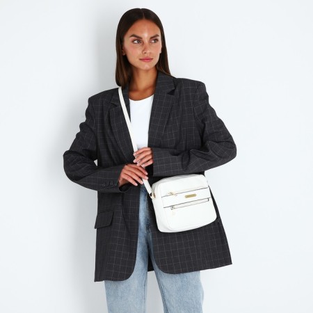 Bag Cross-Bodi with a zipper, white color-5