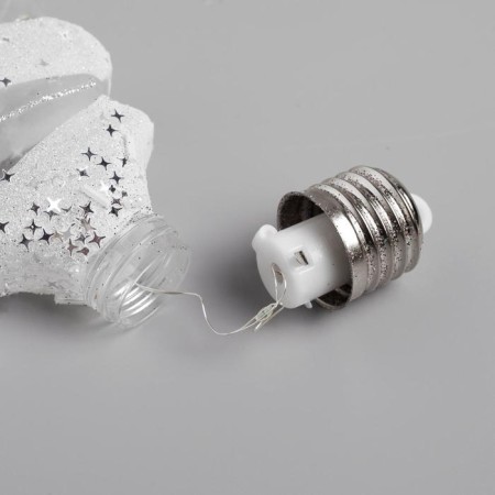 A set of Christmas tree balls “White Christmas trees” 3 pcs., Battery, 5 LED, glow white glow-2