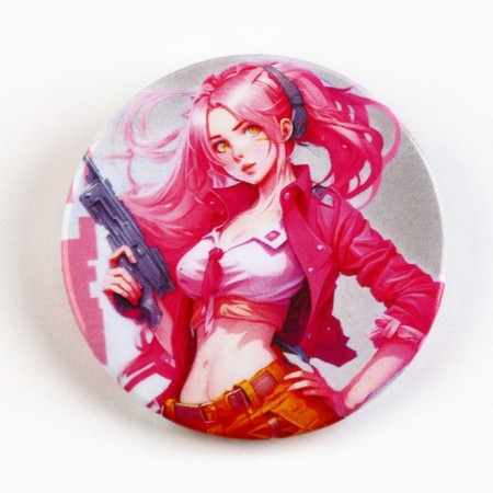 Metal anime icon, set “Bright girls”, D = 38 mm, 4 pcs.-2