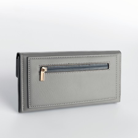 Women's wallet on the button, gray color-1