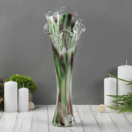 Vase "Wave" 40 cm green-marganese-2