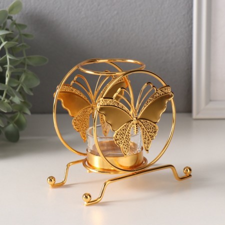 Summary Metal for 1 candle "Butterfly in a circle" d = 4.5 cm gold 6.2x11.2x10.5 cm-1