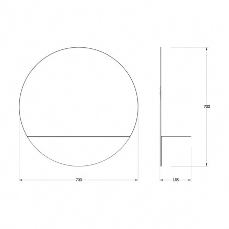 Mirror with a metal shelf, evoForm, 70x70 cm, black color-1