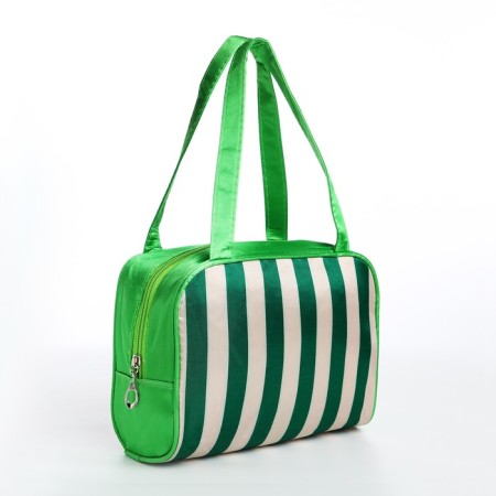 Cosmetic bag with lightning, white/green color