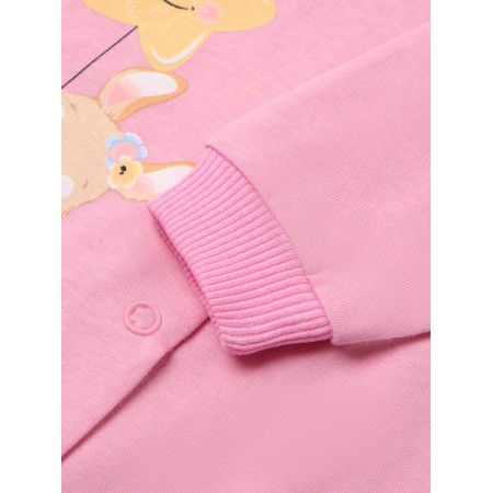 Children's jumpsuit with closed legs "Bunny", pink color, height 74-2
