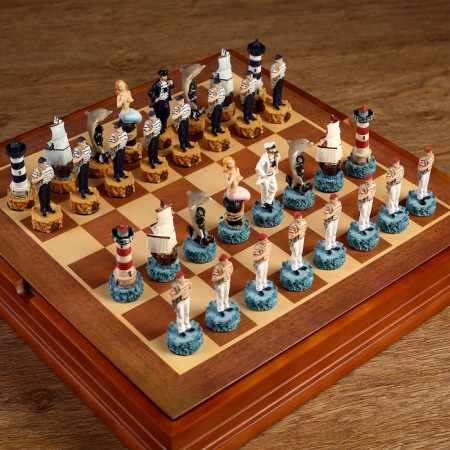 Chess souvenir "sea stories", h king-8 cm, pawns-6 cm, 36 x 36 cm-1