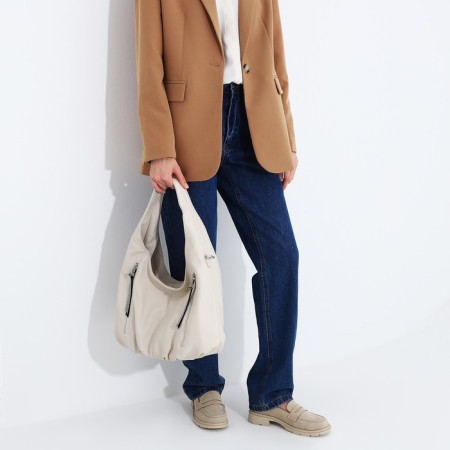 Load bag with a zipper, 3 outer pockets, milk color-8