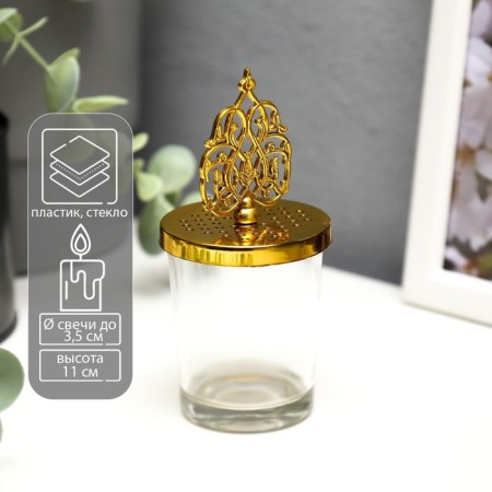 Glass of glass for 1 candle "Royal pattern" gold 11x5.5x5.5 cm