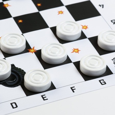 Checkers with a Vinille field "Machine", a field 30 x 30 cm, d-3 cm, h-0.9 cm-1