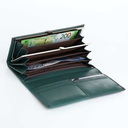 Women's wallet on magnets, green color-3