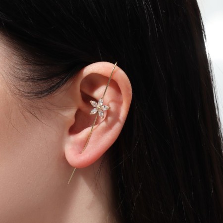 Earring "Kaff" Bulavka, orchid, white color in gold-2