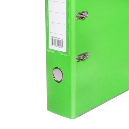 A4, 75 mm registrar, calligrata, PVC, embossing "Len", metal edging, pocket for a spine, collected, light green, mix-2