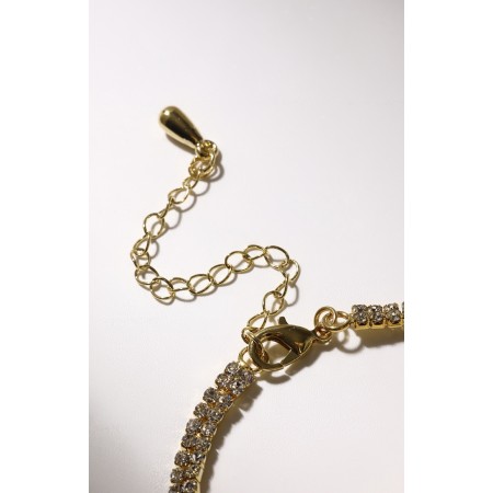 Bracelet with rhinestones "Zircon" Izk, pattern, white color in pink gold, 15cm-2