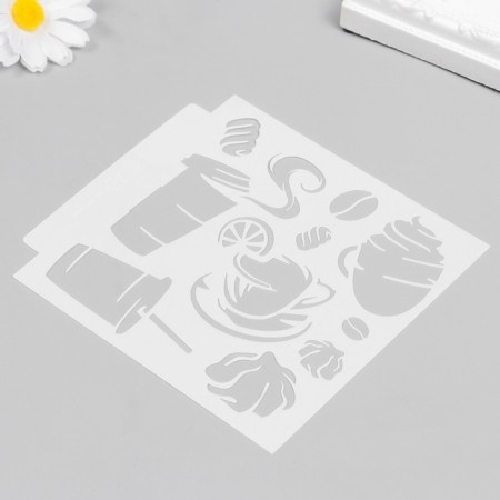 Plastic stencil "drinks and sweets" 13x13 cm-4