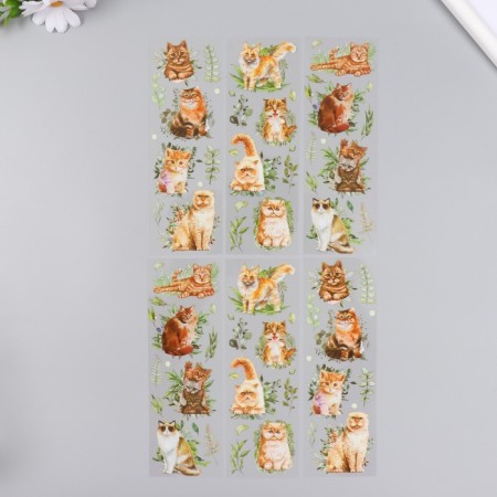 Stickers for creativity "Red cats and greens" set of 6 sheets 18x6 cm-1