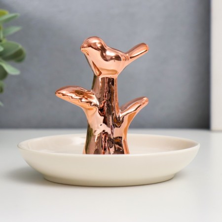 Souvenir ceramic stand for the ring "Bird on the tree" MIX 8.5x10x10 cm-3