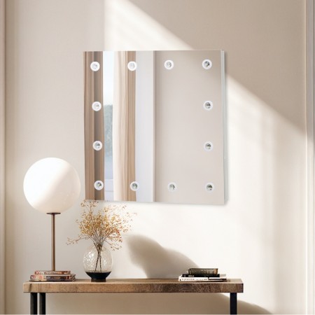 Mirror, dressing room, wall, 12 bulbs, 60 × 60 cm