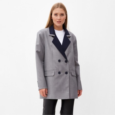 Women's jacket with contrasting collar Minaku: Casual Collection Color gray, river 52-4