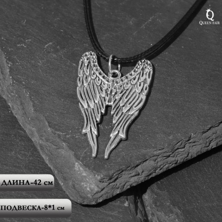 Unisex Cure "Wings", Color Black Silver on a Black Cord, 42 cm
