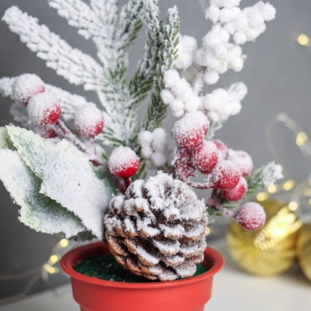 Decor "Bright holiday, in a pot" Snow Christmas tree, 24x7 cm-1