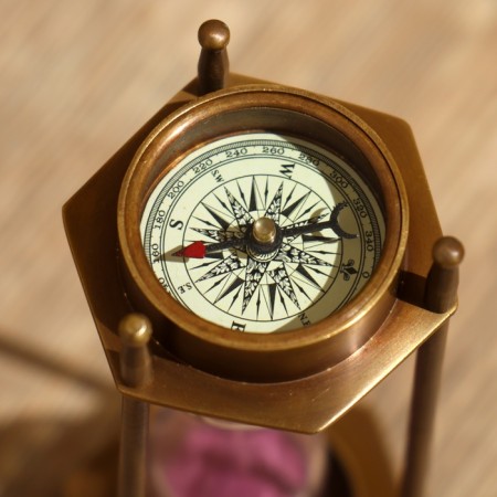 Sanding clock with compass 14x5.5 cm, brass-4