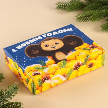 Gift box "Happy New Year!", Cheburashka and oranges, 21x15x5 cm-7