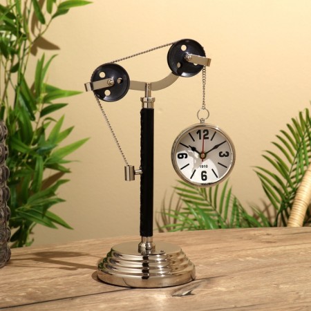 Table clock 32x22 cm, (diameter of 8 cm hours), brass-2