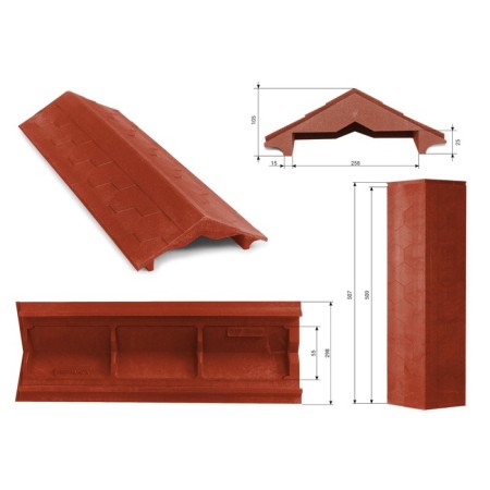 PPK parapet for a fence span, 50 × 28.5 × 2.5 cm, terracott, "flexible tile"-1
