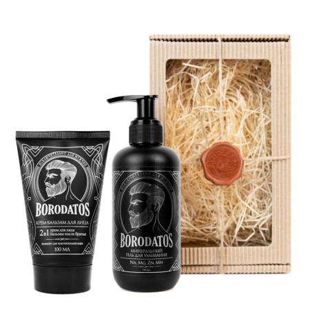 Gift set Borodatos: washing gel, 190 ml + face-balsam 2B1, 100 ml