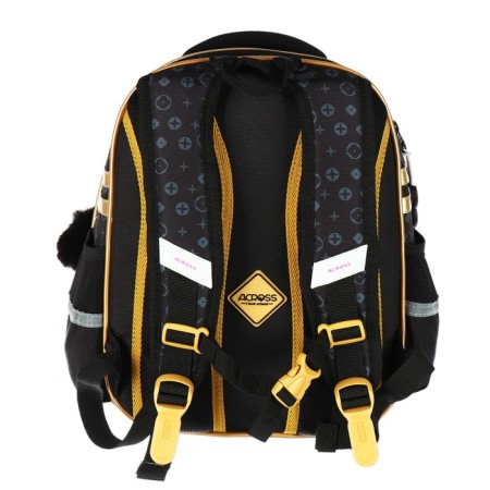 School backpack 40x33x15cm, ergonomic back, Across 410, black/gold-4