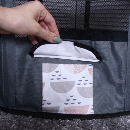 An animal aviary, a tent with a pattern, round, 70 x 40 cm, gray-7