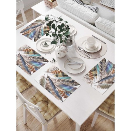 A set of napkins for setting the table "Decorative feathers", rectangular, size 32x46 cm, 4 pcs