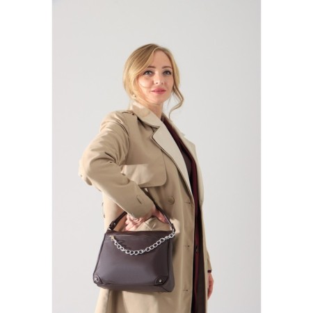 Cross-Bodi bag, lightning department, external pocket, dark brown color-3