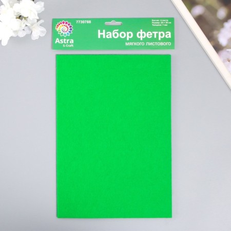 A set of soft felt "Astra" (4 pcs) Assorted, 1 mm, 170 gr. 20x30 cm-2