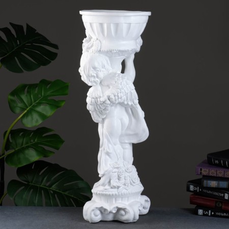 Figure pot "Angel with roses", white, 1.8 l/ 24x27x70cm-3