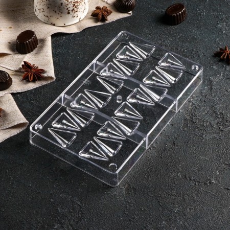 Form for chocolate and sweets "Small cone", 20 cells, 20 × 12 × 2.5 cm, cell 2 × 3 × 1 cm-1