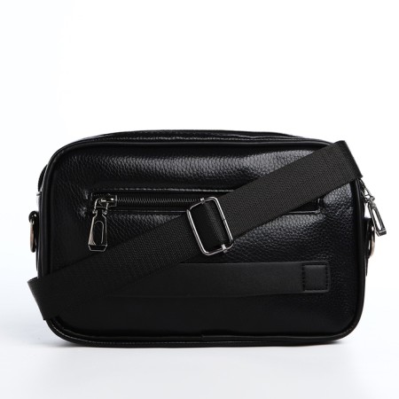 Male bag over the shoulder, artificial leather, black color-2
