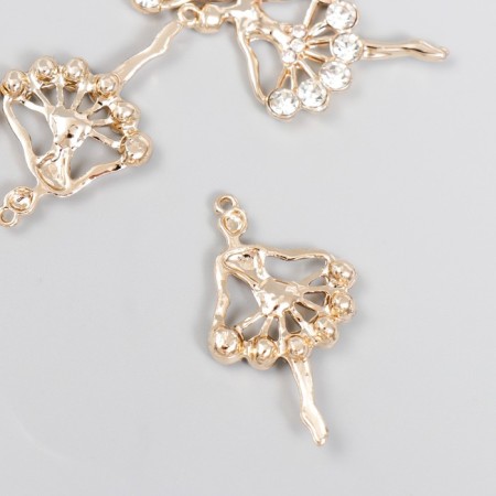 Decor for creativity metal, rhinestones "ballerina" gold 3.4x2.2 cm-1
