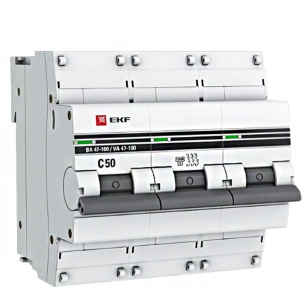 Switch automatic modular 3P C 50A 10A VA 47-100 Proxima EKF MCB47100-3-50C-PRO
