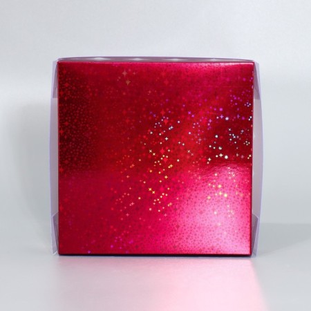 Cookie box, confectionery packaging with PVC lid, “burgundy stars”, 15 x 15 x 3 cm-3