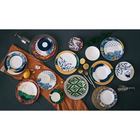 Porcelain dinner lunch shade "Malachite box", D = 25 cm, green color-3