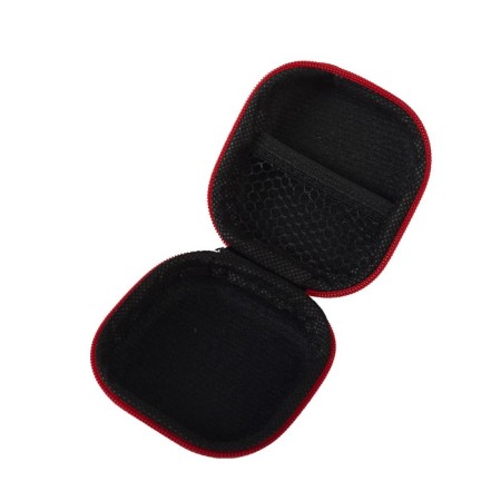 Headphone case, square, mat. top: eco -leather, 80x80x30 mm, black-4