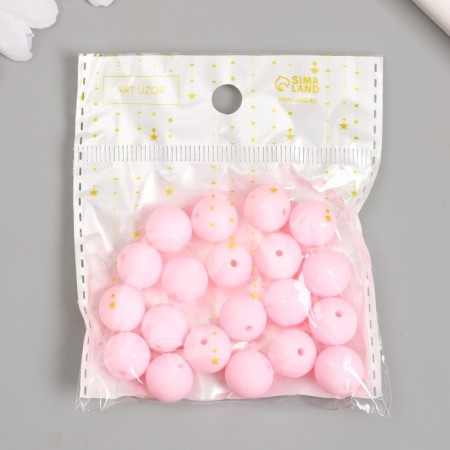 Beads for creativity plastic "Pale pink" matte d = 1.2 cm set 20 g-3